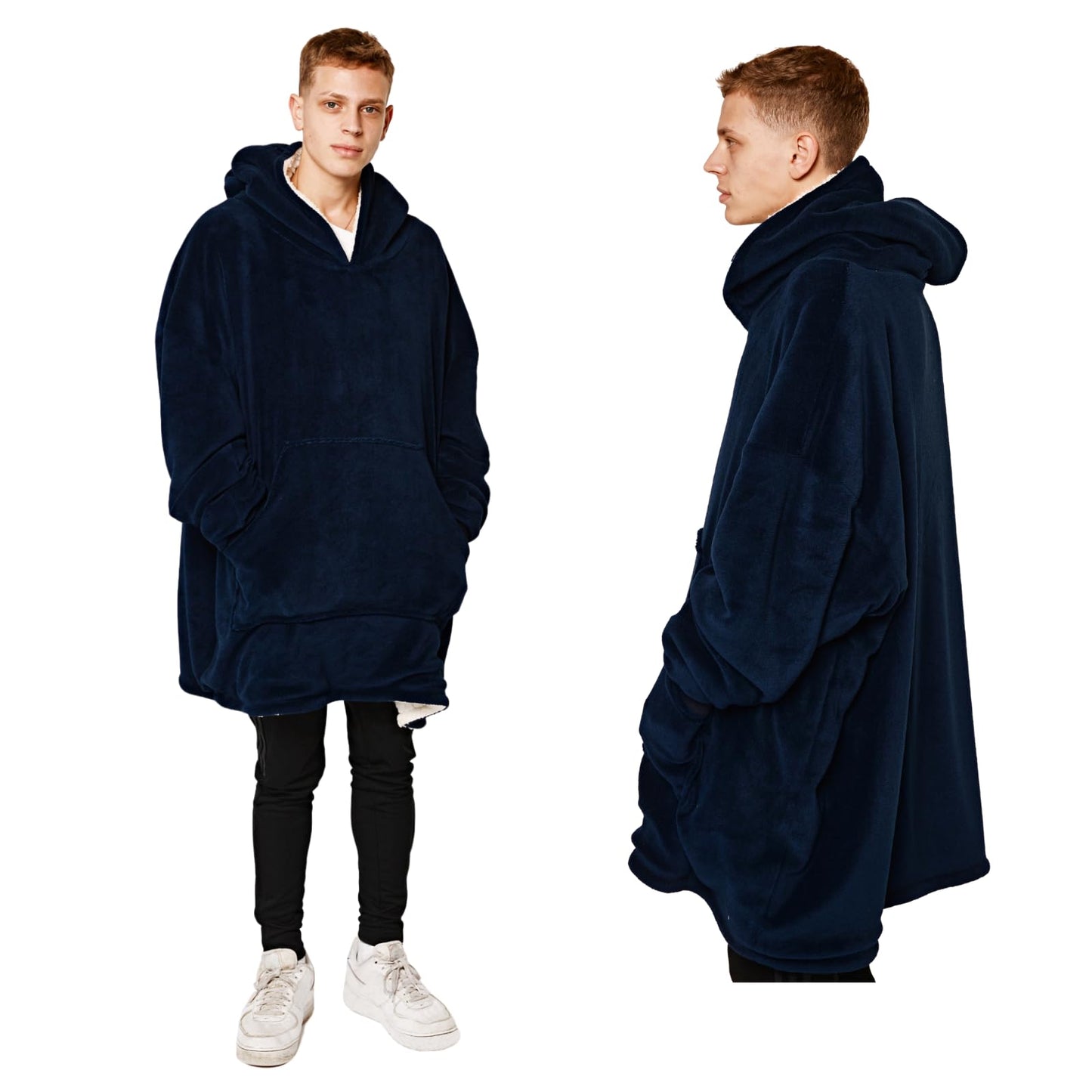 Sienna Hoodie Blanket Ultra Soft Sherpa Fleece Warm Comfy Cosy Oversized Wearable Giant Sweatshirt Throw for Women Girls Adults Men Boys Kids Big Pocket - One Size