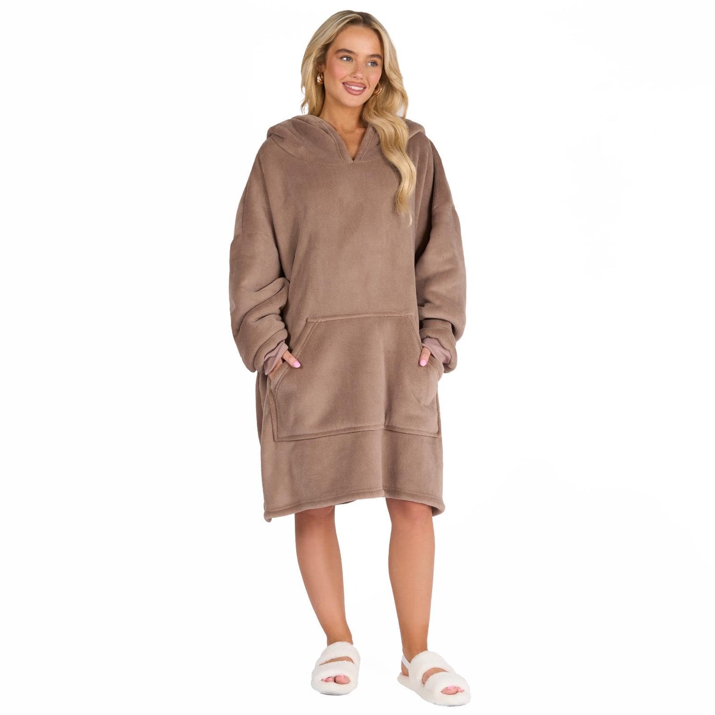 Sienna Hoodie Blanket Ultra Soft Sherpa Fleece Warm Comfy Cosy Oversized Wearable Giant Sweatshirt Throw for Women Girls Adults Men Boys Kids Big Pocket - One Size