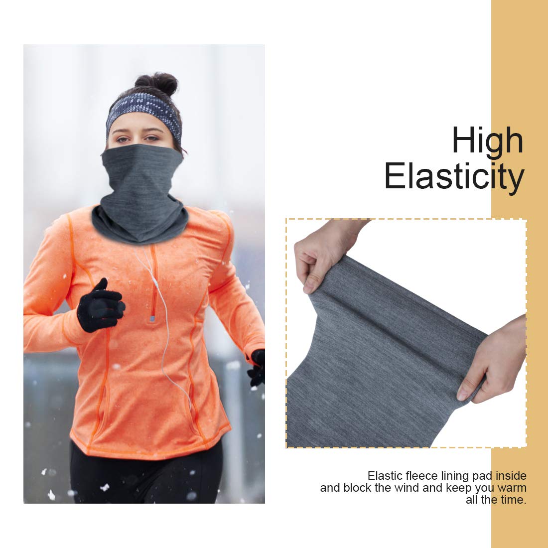 Winter Neck Warmer Fleece Windproof Neck Gaiter Snood for Men Women Cold Weather Face Scarf Headwear for Skiing Running Cycling