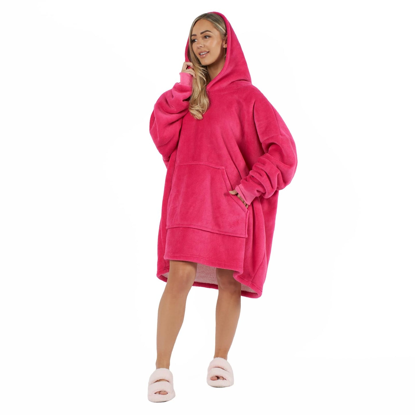 Sienna Hoodie Blanket Ultra Soft Sherpa Fleece Warm Comfy Cosy Oversized Wearable Giant Sweatshirt Throw for Women Girls Adults Men Boys Kids Big Pocket - One Size