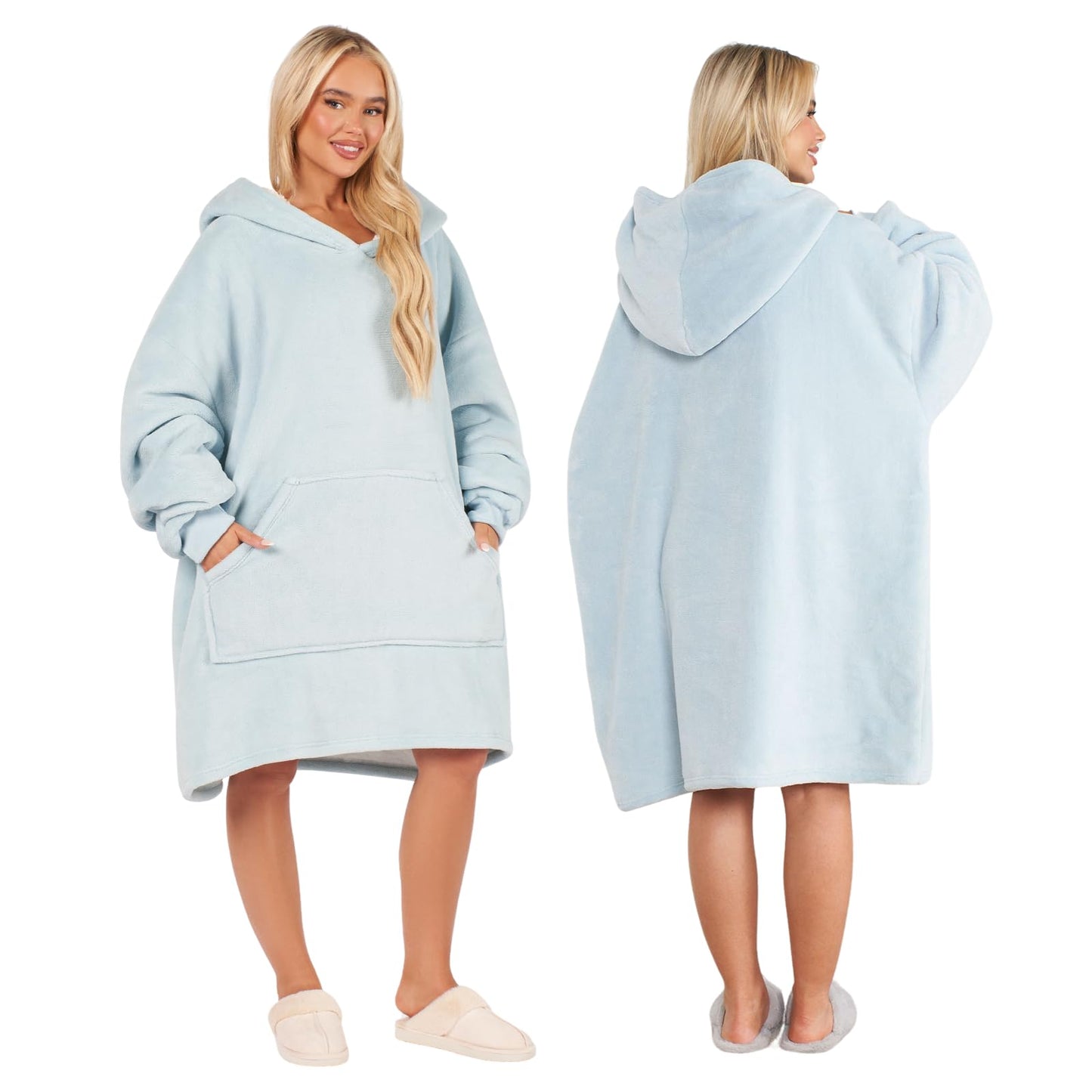 Sienna Hoodie Blanket Ultra Soft Sherpa Fleece Warm Comfy Cosy Oversized Wearable Giant Sweatshirt Throw for Women Girls Adults Men Boys Kids Big Pocket - One Size