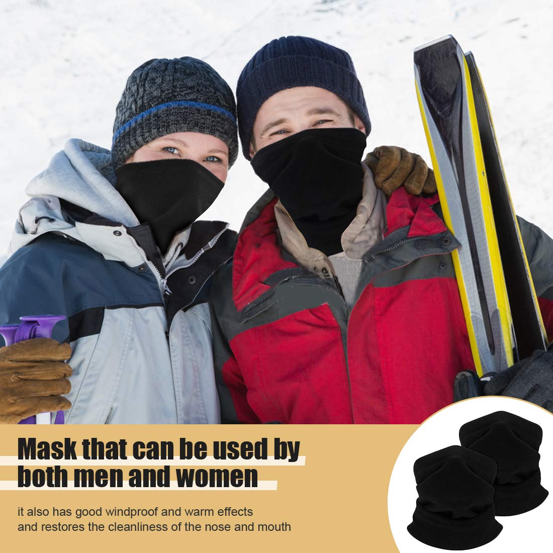 Winter Neck Warmer Fleece Windproof Neck Gaiter Snood for Men Women Cold Weather Face Scarf Headwear for Skiing Running Cycling