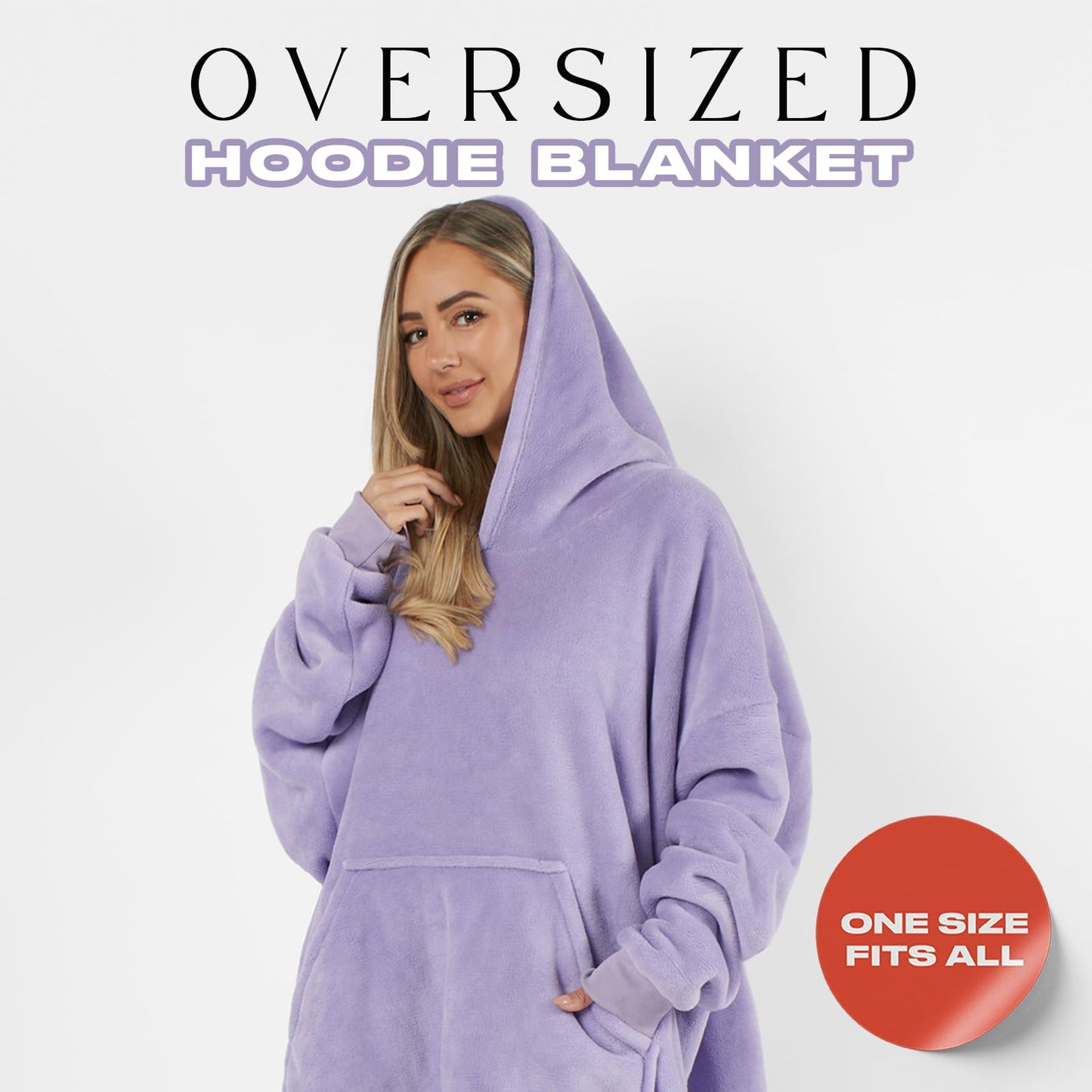 Sienna Hoodie Blanket Ultra Soft Sherpa Fleece Warm Comfy Cosy Oversized Wearable Giant Sweatshirt Throw for Women Girls Adults Men Boys Kids Big Pocket - One Size