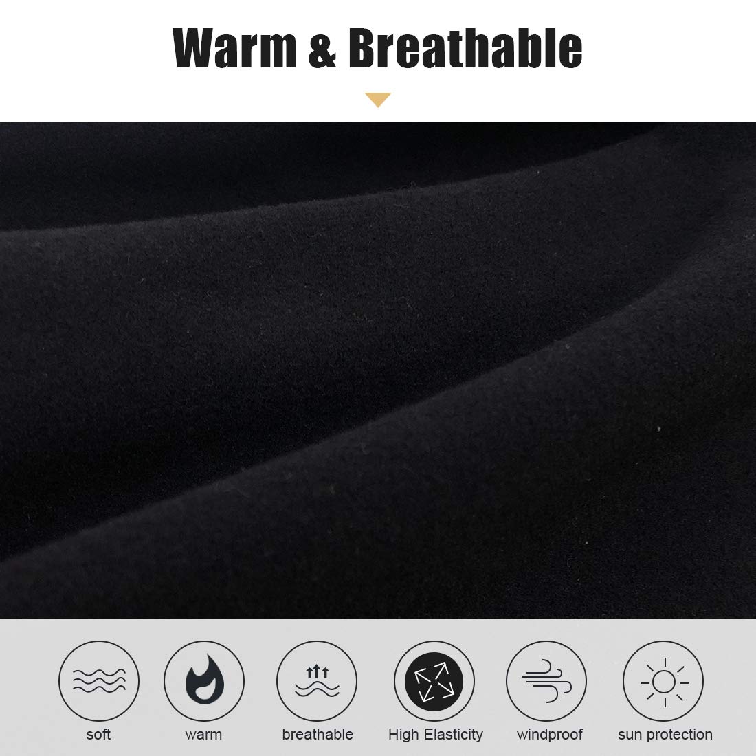 Winter Neck Warmer Fleece Windproof Neck Gaiter Snood for Men Women Cold Weather Face Scarf Headwear for Skiing Running Cycling