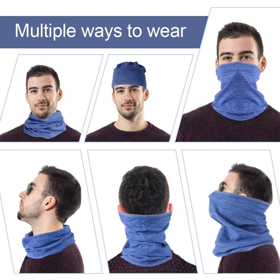 Winter Neck Warmer Fleece Windproof Neck Gaiter Snood for Men Women Cold Weather Face Scarf Headwear for Skiing Running Cycling