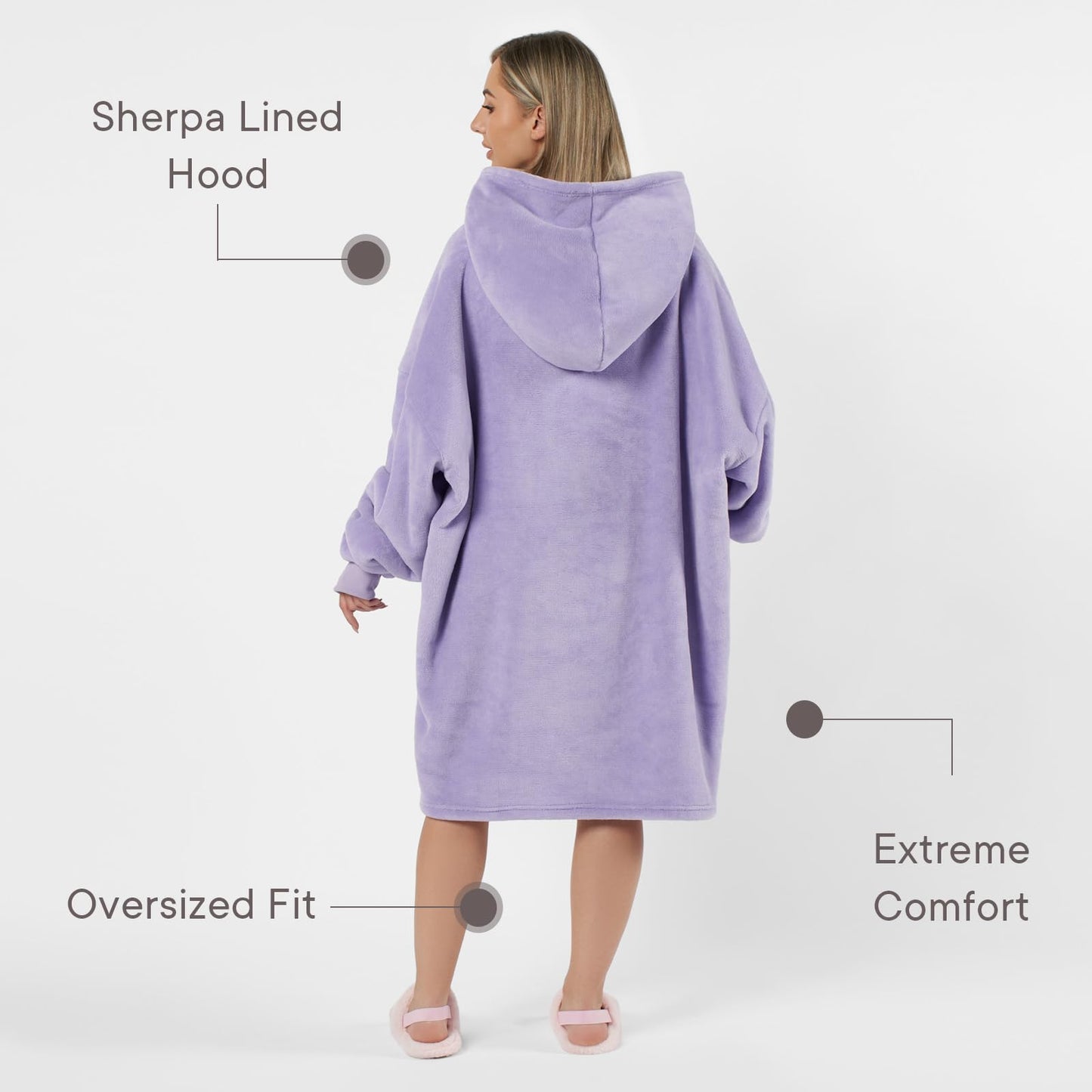 Sienna Hoodie Blanket Ultra Soft Sherpa Fleece Warm Comfy Cosy Oversized Wearable Giant Sweatshirt Throw for Women Girls Adults Men Boys Kids Big Pocket - One Size