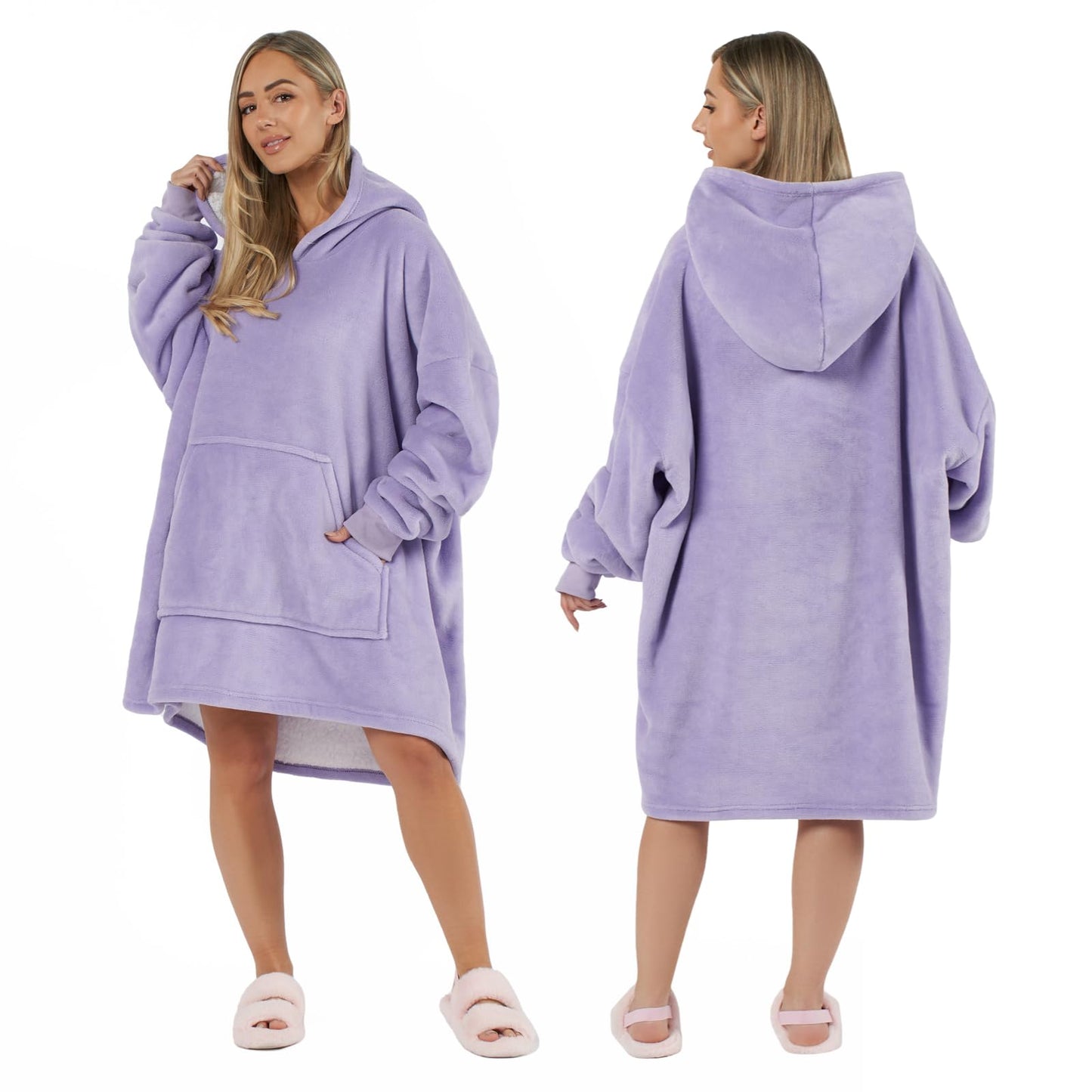 Sienna Hoodie Blanket Ultra Soft Sherpa Fleece Warm Comfy Cosy Oversized Wearable Giant Sweatshirt Throw for Women Girls Adults Men Boys Kids Big Pocket - One Size