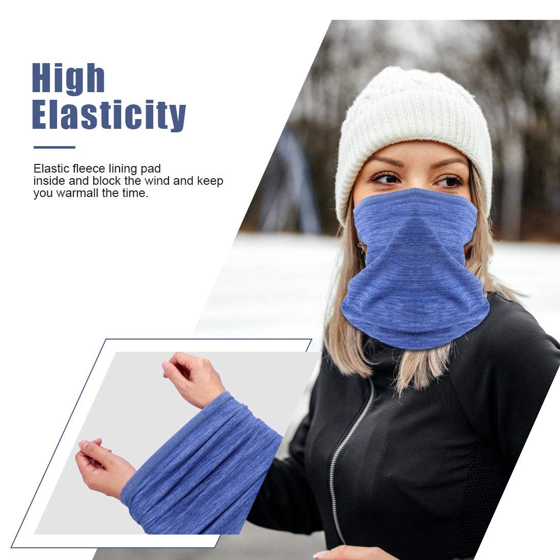 Winter Neck Warmer Fleece Windproof Neck Gaiter Snood for Men Women Cold Weather Face Scarf Headwear for Skiing Running Cycling