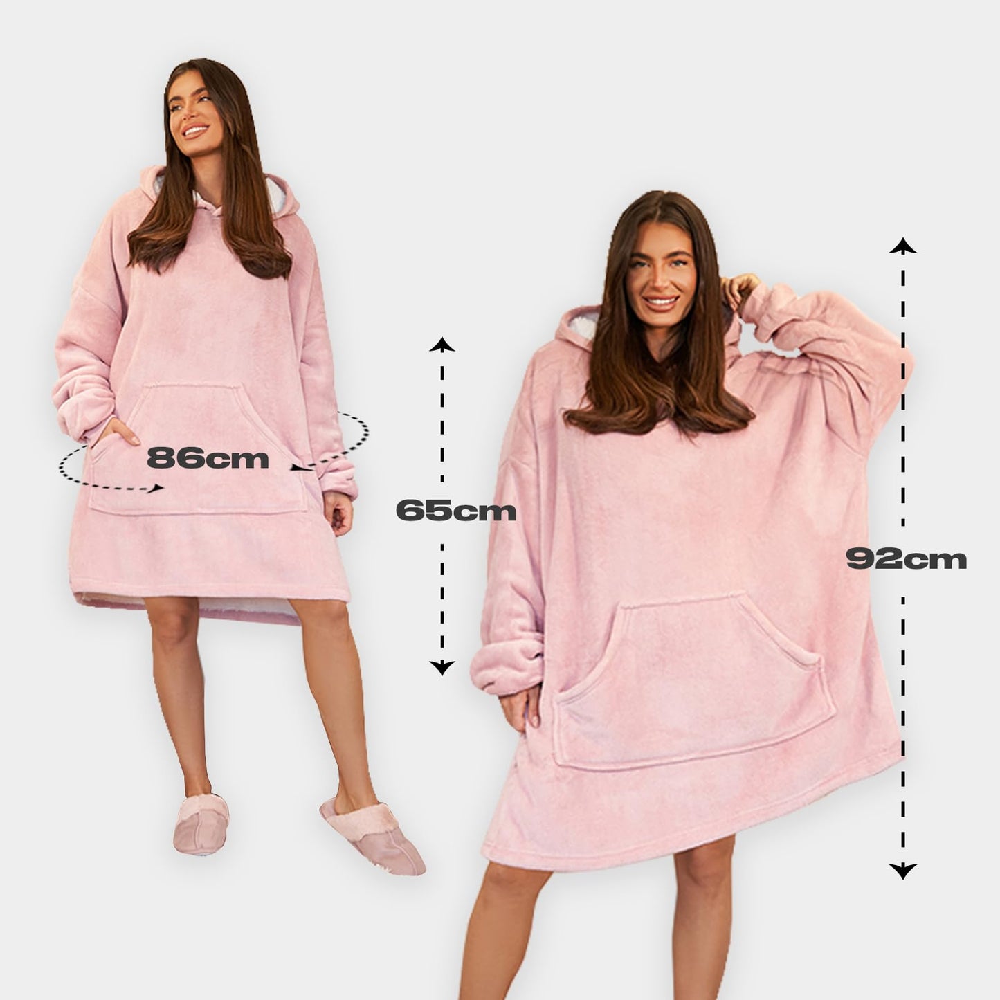 Sienna Hoodie Blanket Ultra Soft Sherpa Fleece Warm Comfy Cosy Oversized Wearable Giant Sweatshirt Throw for Women Girls Adults Men Boys Kids Big Pocket - One Size