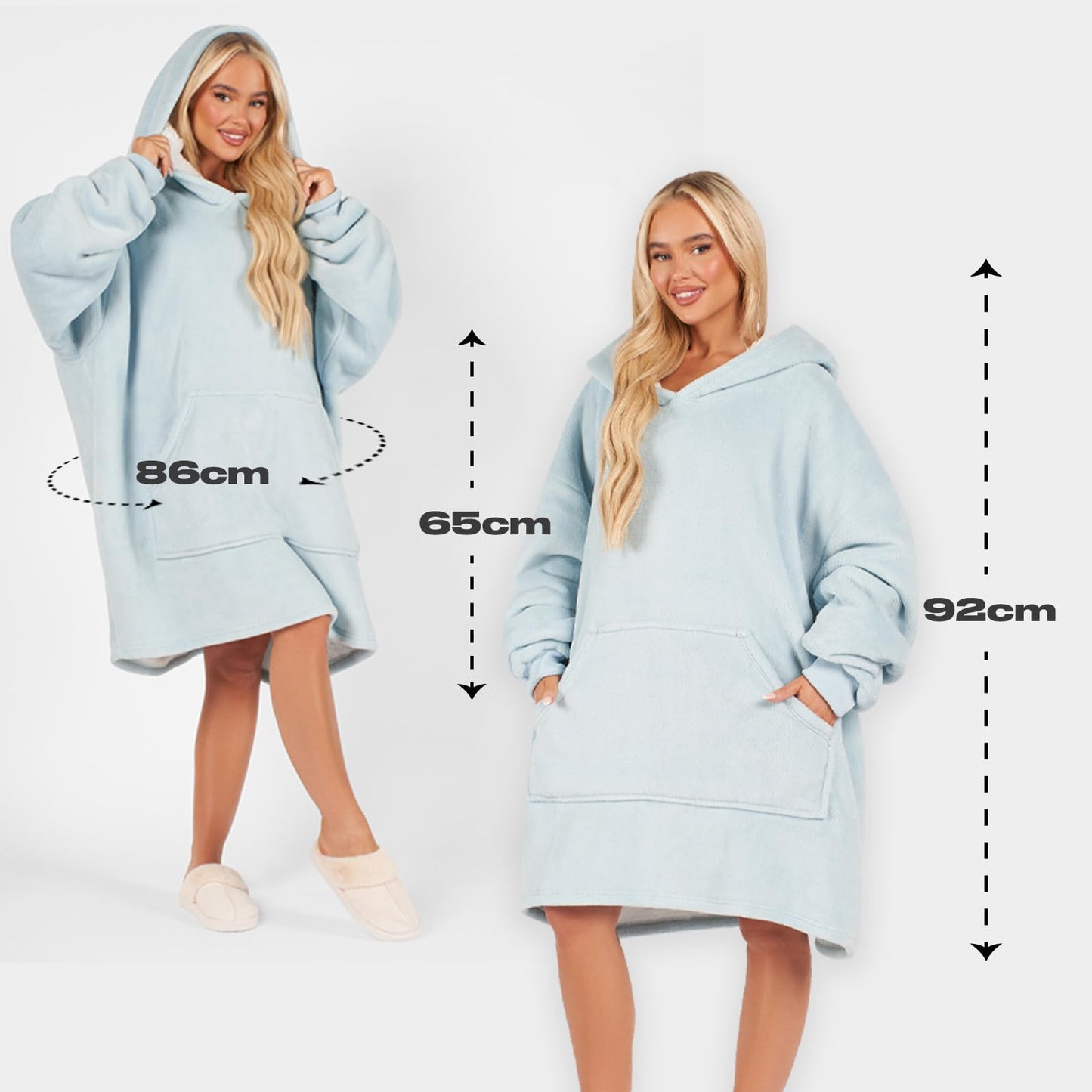 Sienna Hoodie Blanket Ultra Soft Sherpa Fleece Warm Comfy Cosy Oversized Wearable Giant Sweatshirt Throw for Women Girls Adults Men Boys Kids Big Pocket - One Size