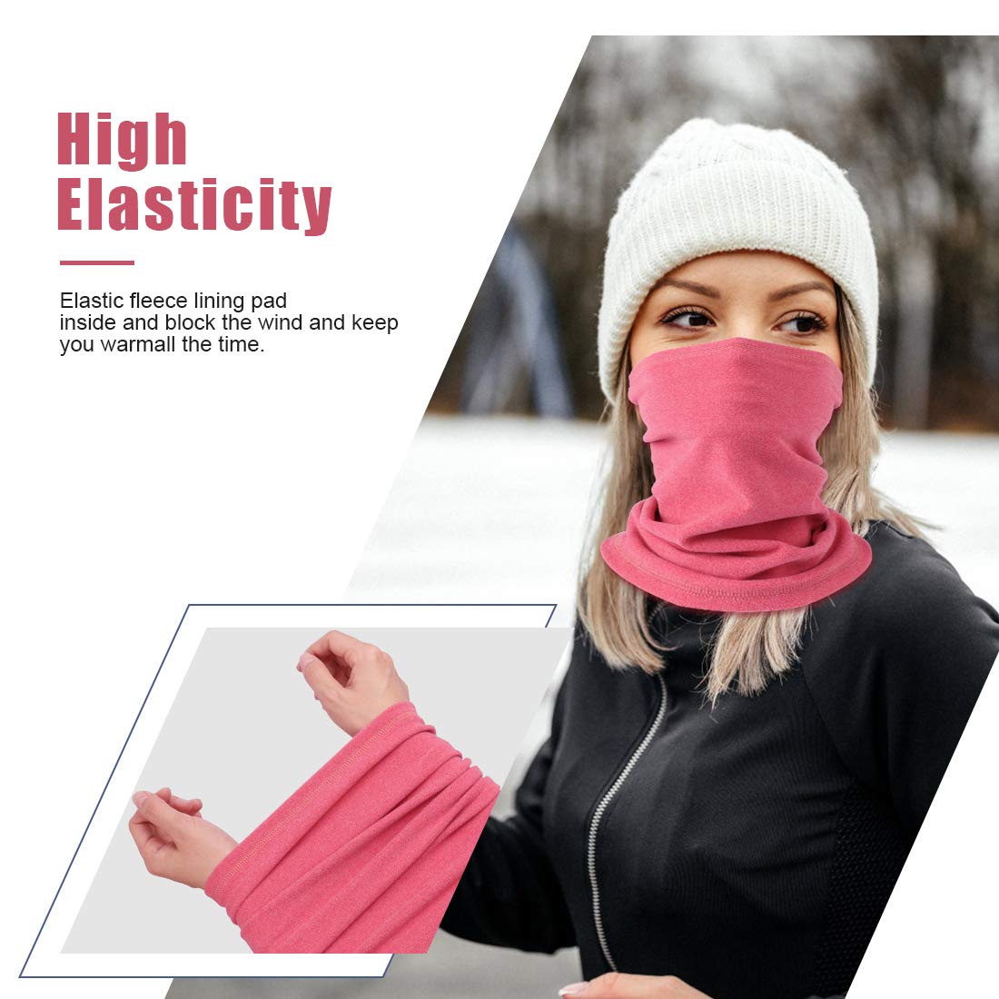 Winter Neck Warmer Fleece Windproof Neck Gaiter Snood for Men Women Cold Weather Face Scarf Headwear for Skiing Running Cycling