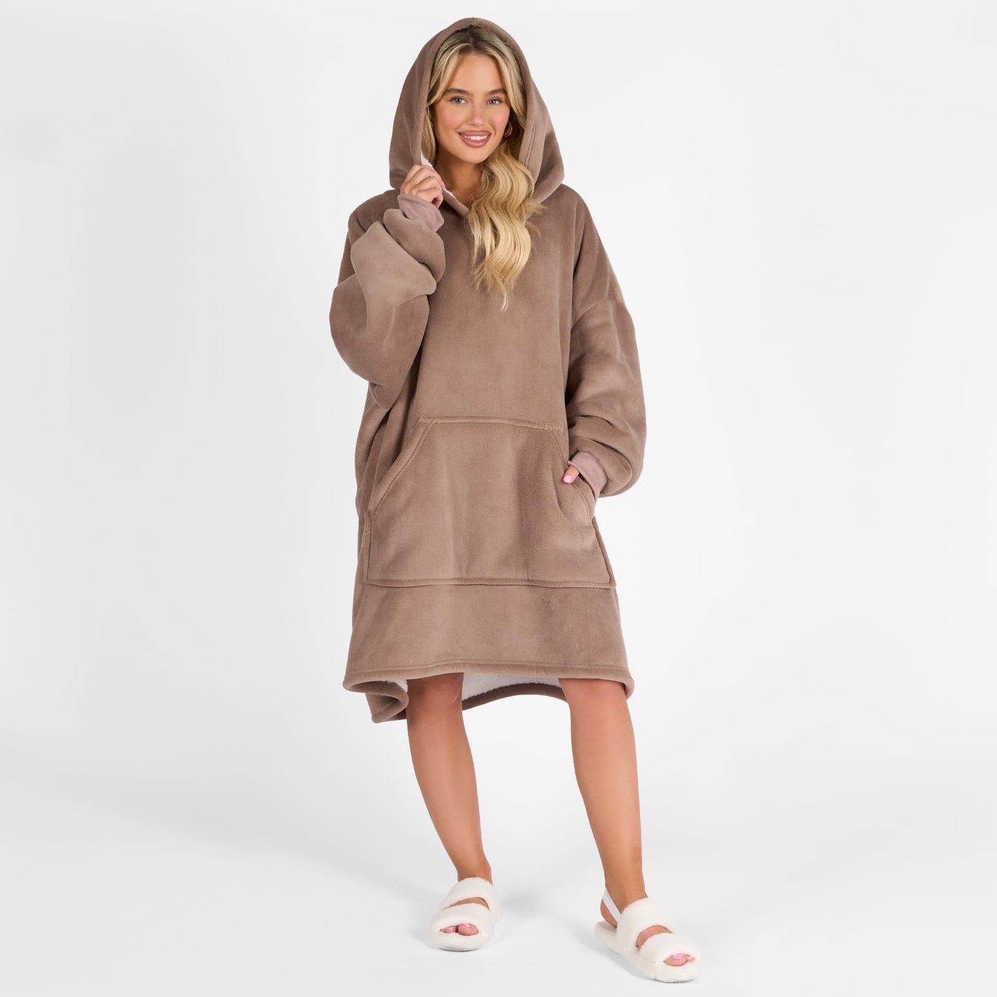 Sienna Hoodie Blanket Ultra Soft Sherpa Fleece Warm Comfy Cosy Oversized Wearable Giant Sweatshirt Throw for Women Girls Adults Men Boys Kids Big Pocket - One Size