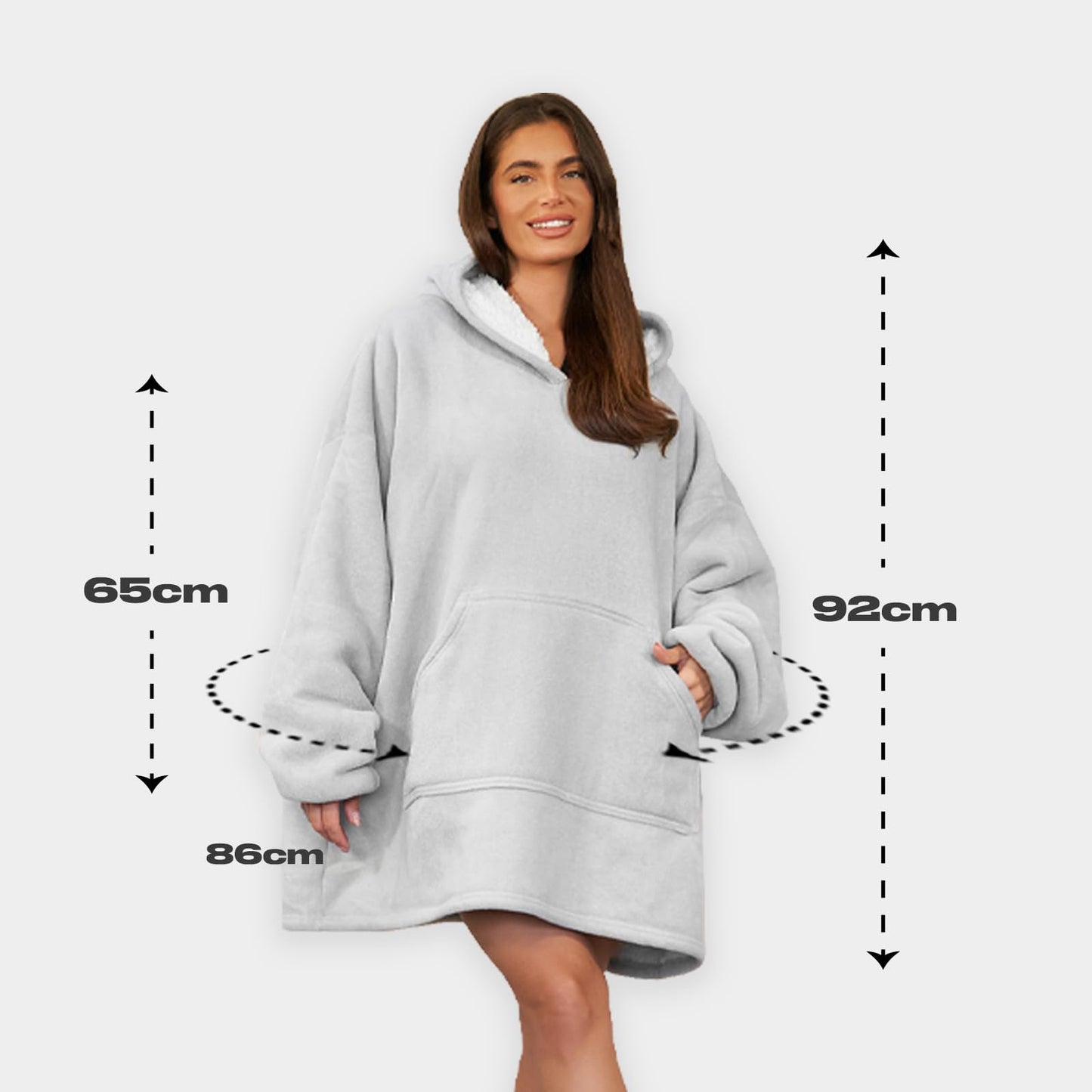 Sienna Hoodie Blanket Ultra Soft Sherpa Fleece Warm Comfy Cosy Oversized Wearable Giant Sweatshirt Throw for Women Girls Adults Men Boys Kids Big Pocket - One Size