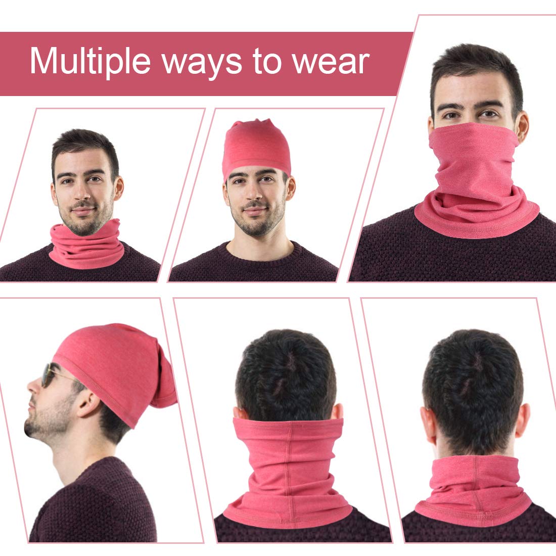 Winter Neck Warmer Fleece Windproof Neck Gaiter Snood for Men Women Cold Weather Face Scarf Headwear for Skiing Running Cycling