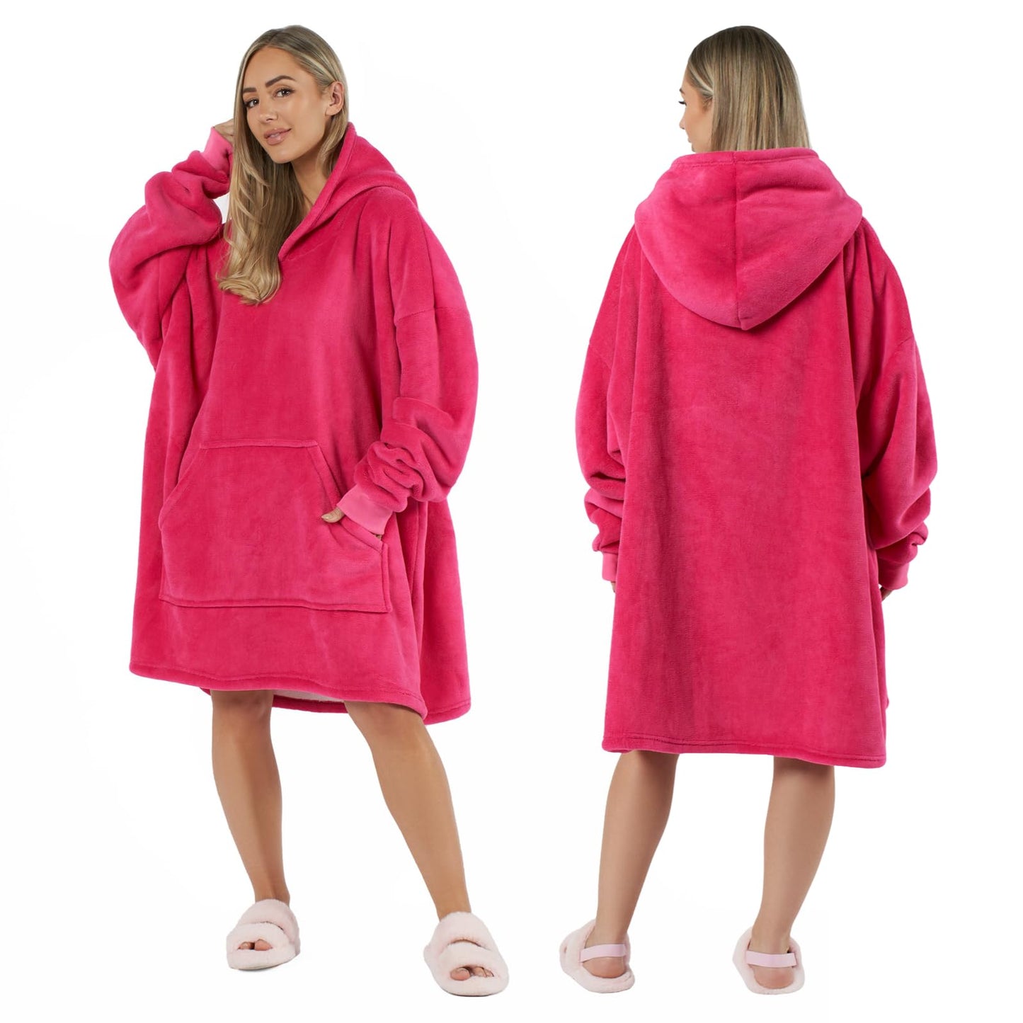 Sienna Hoodie Blanket Ultra Soft Sherpa Fleece Warm Comfy Cosy Oversized Wearable Giant Sweatshirt Throw for Women Girls Adults Men Boys Kids Big Pocket - One Size