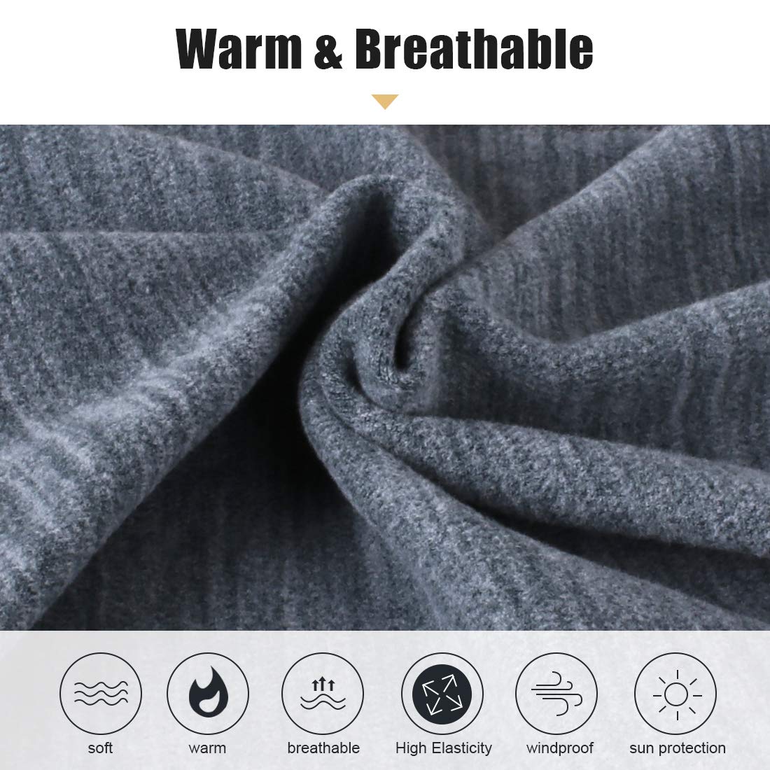 Winter Neck Warmer Fleece Windproof Neck Gaiter Snood for Men Women Cold Weather Face Scarf Headwear for Skiing Running Cycling