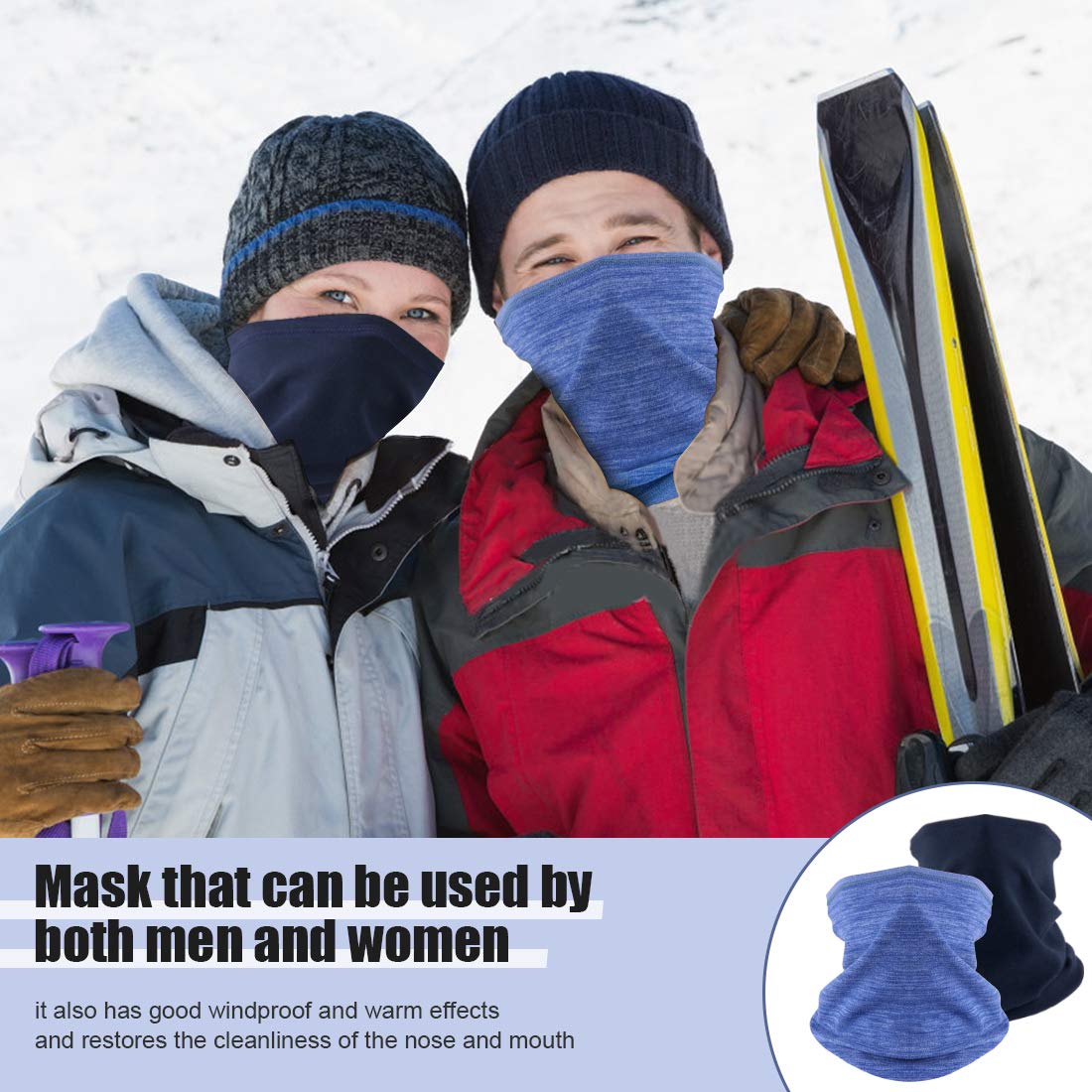 Winter Neck Warmer Fleece Windproof Neck Gaiter Snood for Men Women Cold Weather Face Scarf Headwear for Skiing Running Cycling