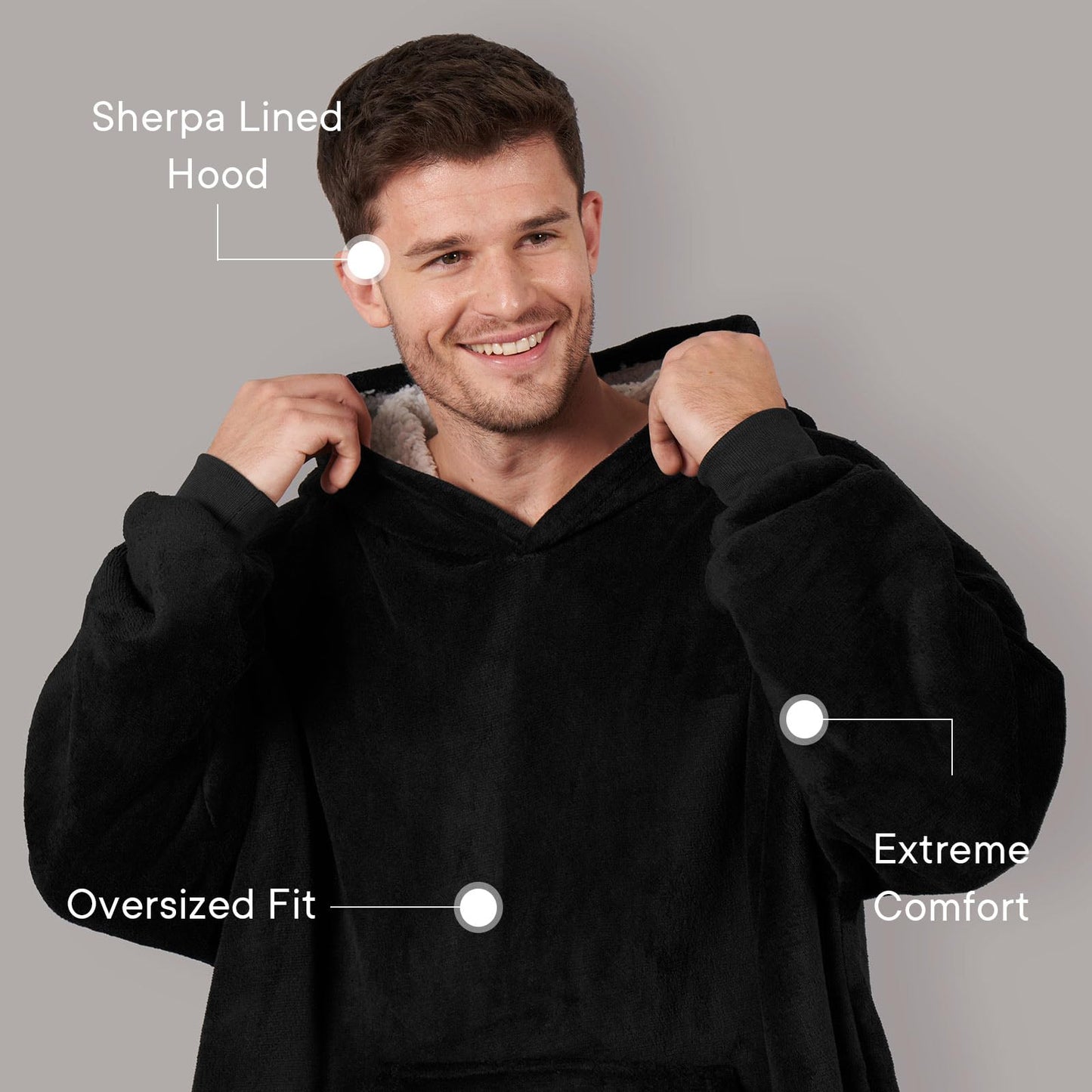 Sienna Hoodie Blanket Ultra Soft Sherpa Fleece Warm Comfy Cosy Oversized Wearable Giant Sweatshirt Throw for Women Girls Adults Men Boys Kids Big Pocket - One Size