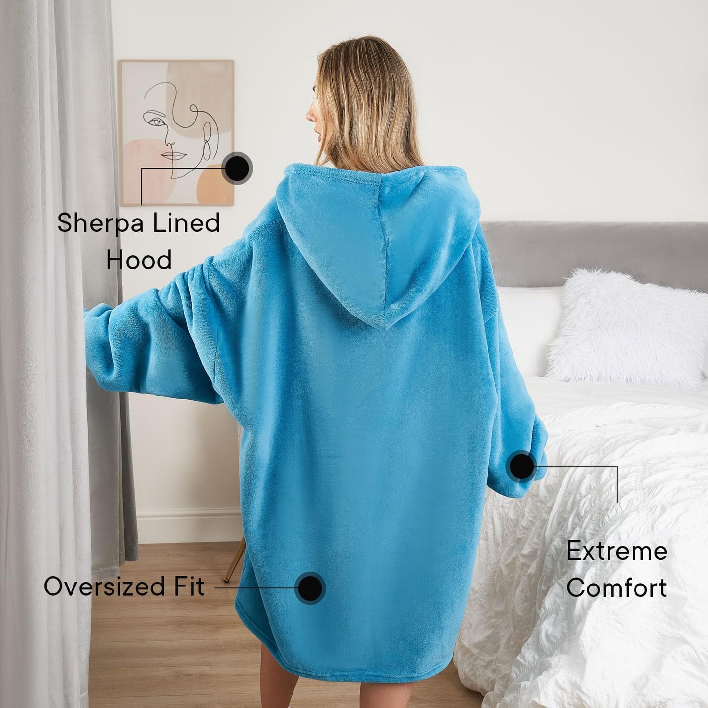 Sienna Hoodie Blanket Ultra Soft Sherpa Fleece Warm Comfy Cosy Oversized Wearable Giant Sweatshirt Throw for Women Girls Adults Men Boys Kids Big Pocket - One Size