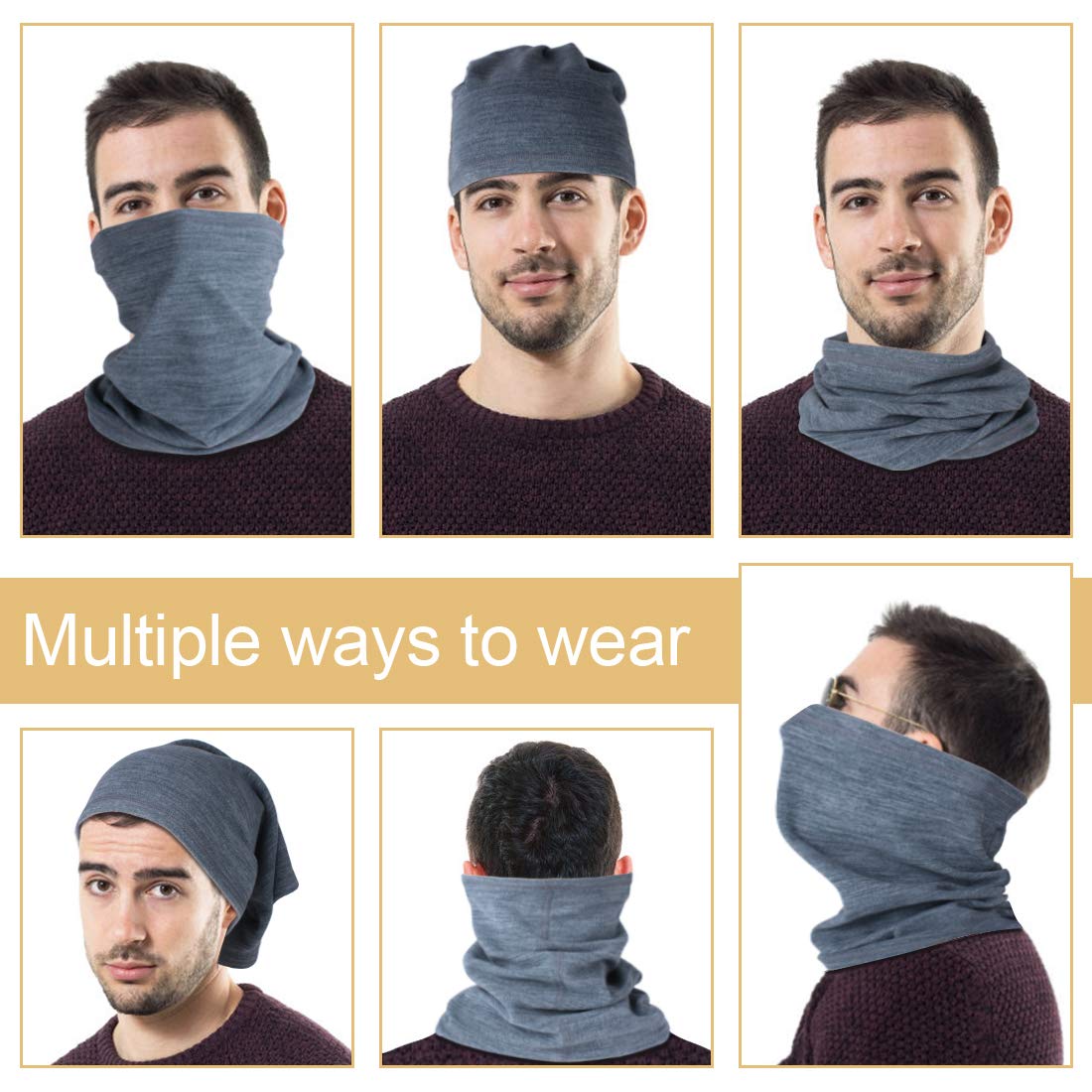 Winter Neck Warmer Fleece Windproof Neck Gaiter Snood for Men Women Cold Weather Face Scarf Headwear for Skiing Running Cycling