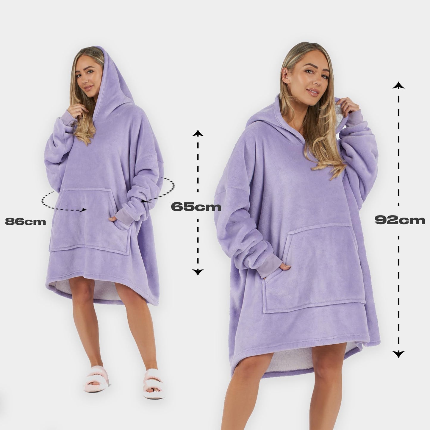 Sienna Hoodie Blanket Ultra Soft Sherpa Fleece Warm Comfy Cosy Oversized Wearable Giant Sweatshirt Throw for Women Girls Adults Men Boys Kids Big Pocket - One Size