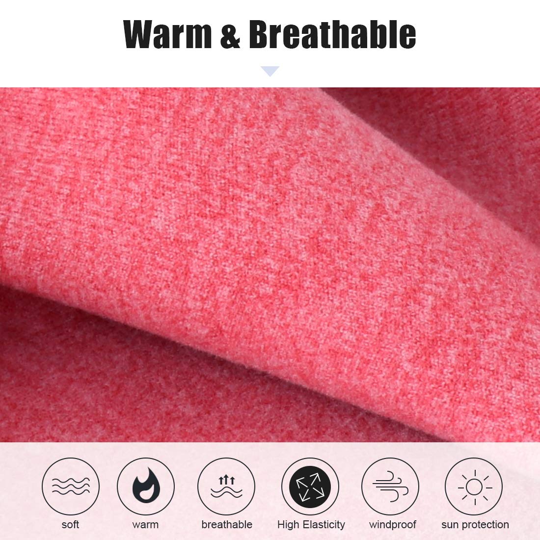 Winter Neck Warmer Fleece Windproof Neck Gaiter Snood for Men Women Cold Weather Face Scarf Headwear for Skiing Running Cycling