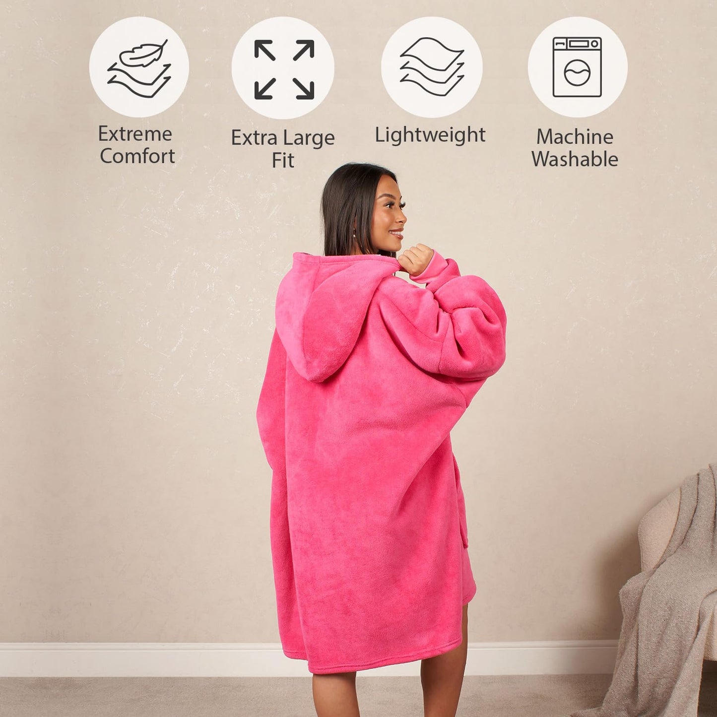 Sienna Hoodie Blanket Ultra Soft Sherpa Fleece Warm Comfy Cosy Oversized Wearable Giant Sweatshirt Throw for Women Girls Adults Men Boys Kids Big Pocket - One Size