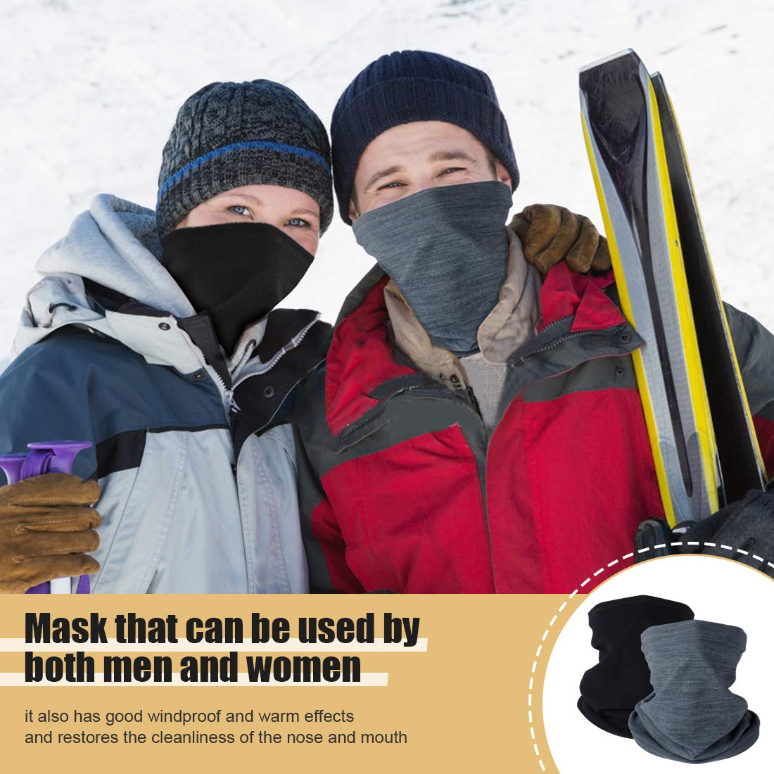 Winter Neck Warmer Fleece Windproof Neck Gaiter Snood for Men Women Cold Weather Face Scarf Headwear for Skiing Running Cycling