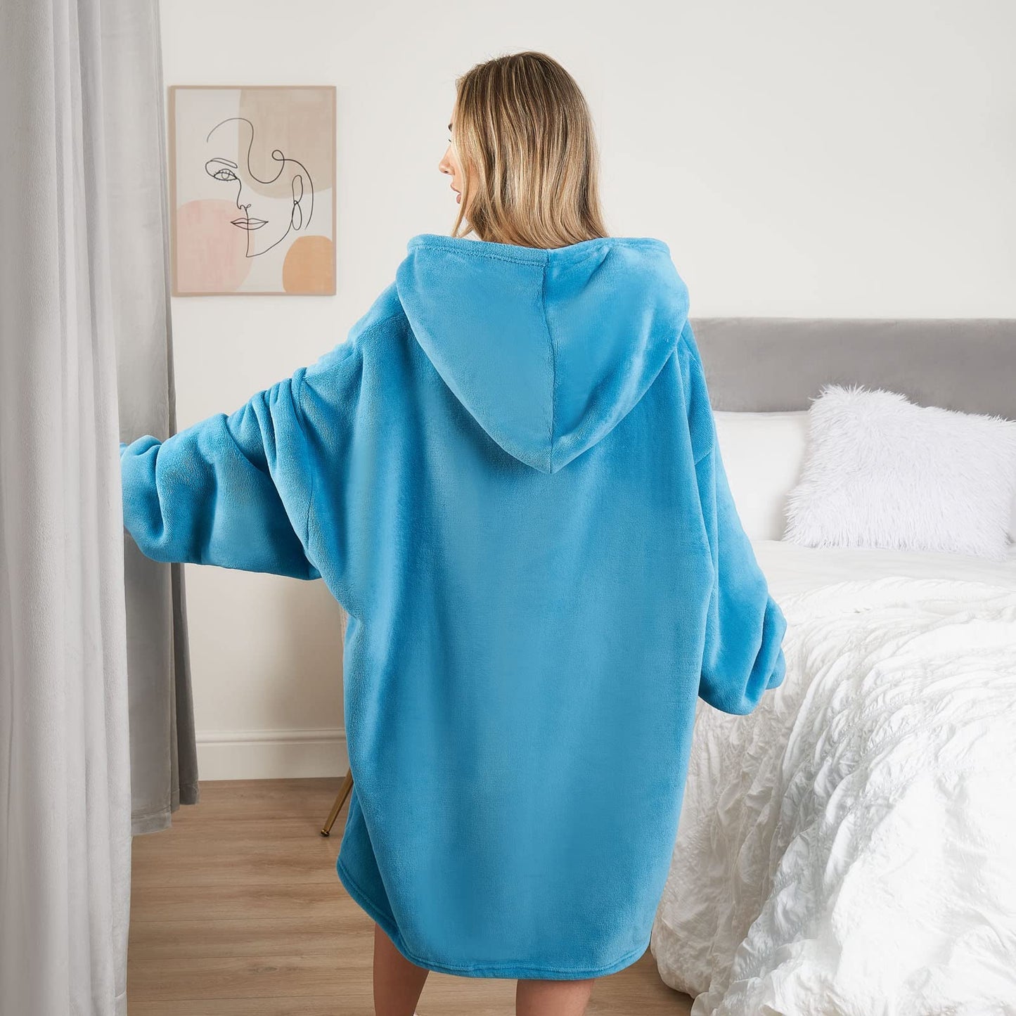 Sienna Hoodie Blanket Ultra Soft Sherpa Fleece Warm Comfy Cosy Oversized Wearable Giant Sweatshirt Throw for Women Girls Adults Men Boys Kids Big Pocket - One Size