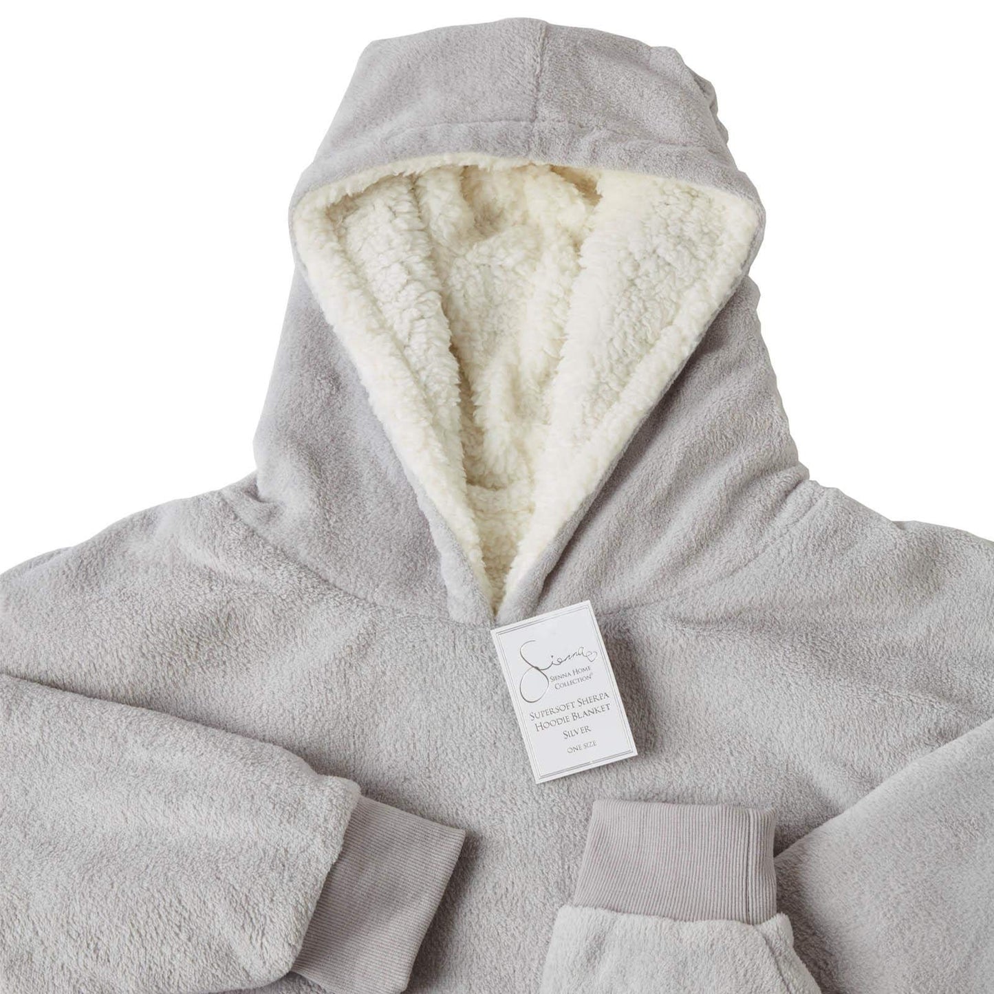 Sienna Hoodie Blanket Ultra Soft Sherpa Fleece Warm Comfy Cosy Oversized Wearable Giant Sweatshirt Throw for Women Girls Adults Men Boys Kids Big Pocket - One Size